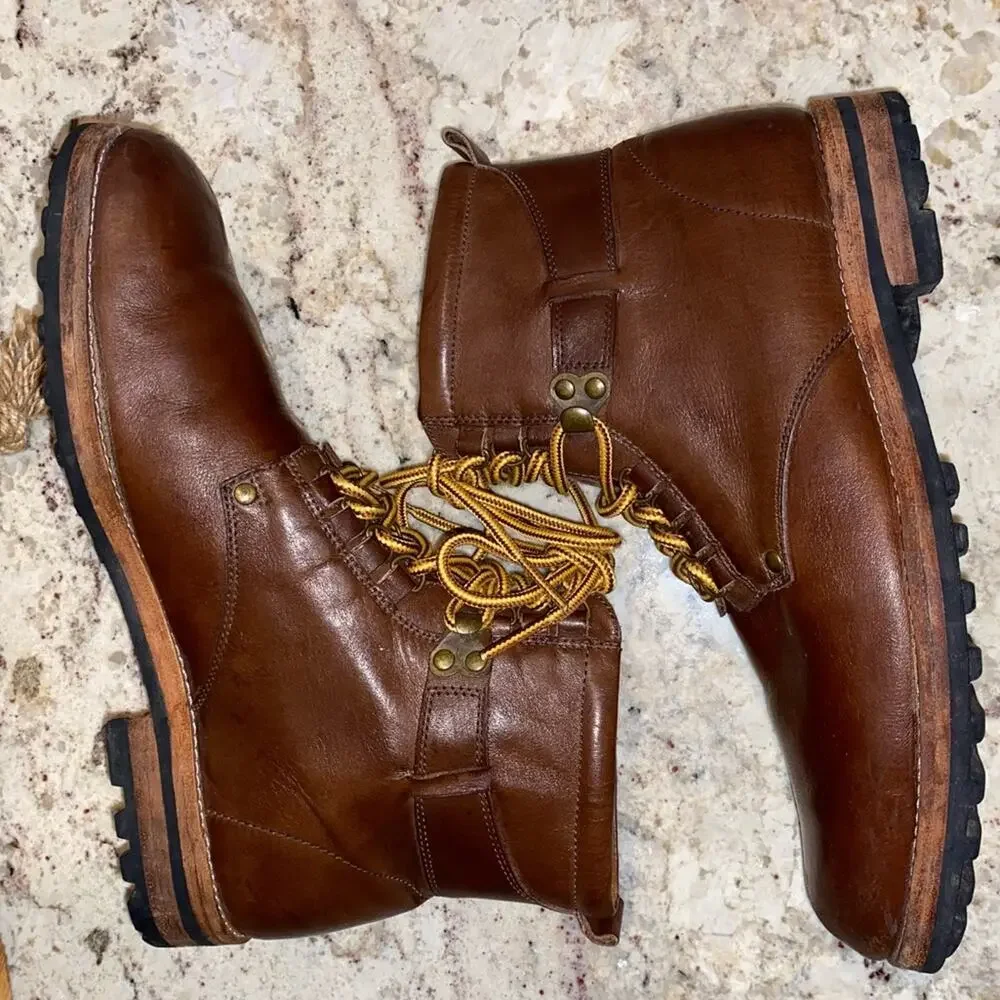 Rachel Comey $400 Mens Burnside Trench Boot Saddle Brown Leather EUC 8 EU41